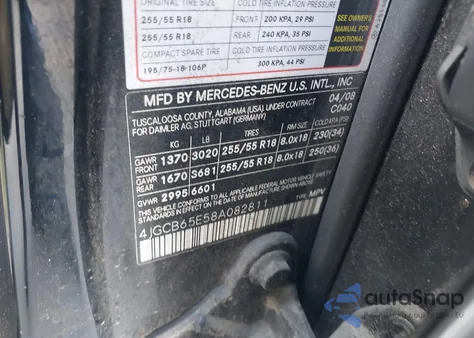 2008 Mercedes-Benz R 350 4Matic из США, поврежденный, VIN 4JGCB65E58A082811